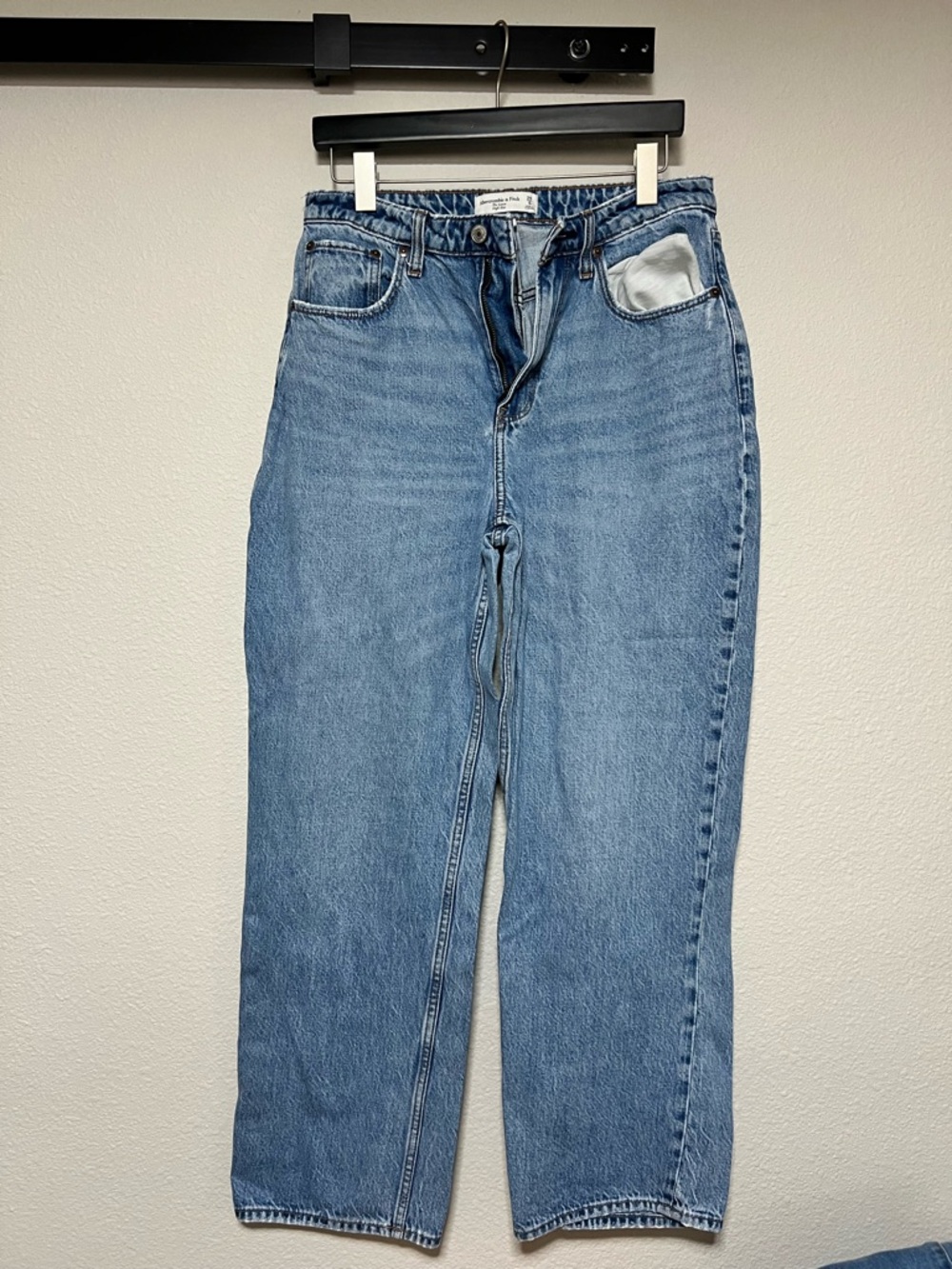 Abercrombie & Fitch Light Blue High Rise Straight-Leg Curve Love Women's Jeans